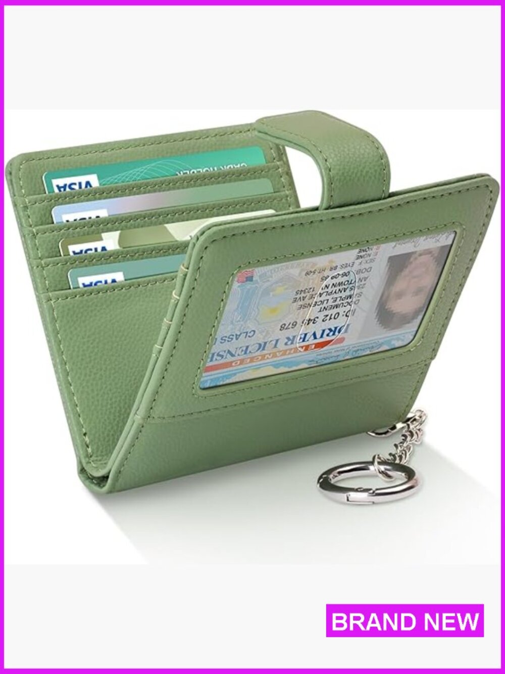 Compact RFID Blocking Bifold Wallet with ID Window and Keychain Chic Minimal